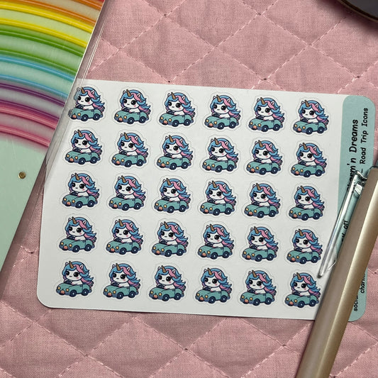 Rainbow Unicorn Road Trip Planner Stickers