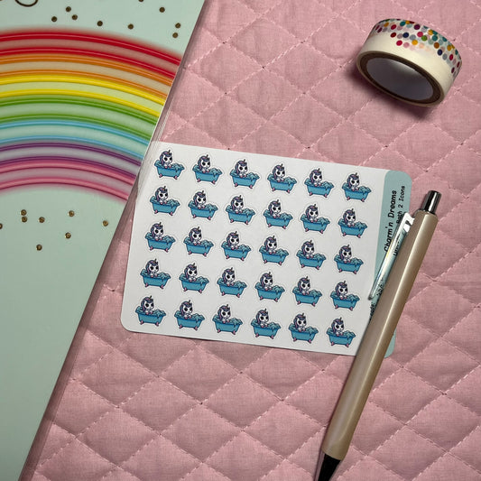 Rainbow Unicorn Bath Time 2 Planner Stickers