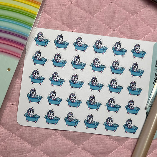Rainbow Unicorn Bath Time 2 Planner Stickers