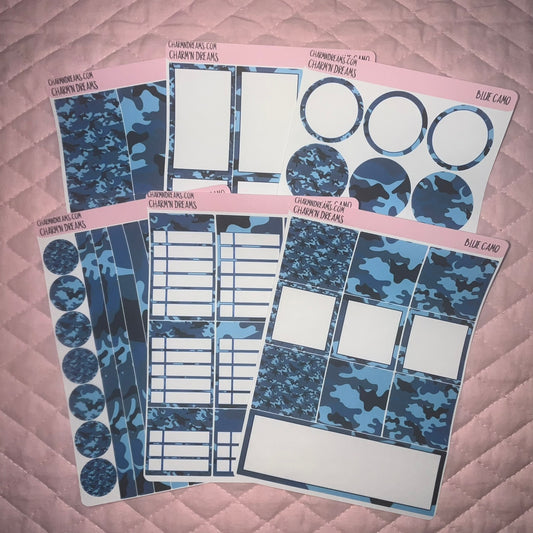 Blue Camo Planner Sticker Kit