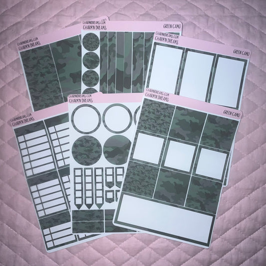 Green Camo Planner Sticker Kit