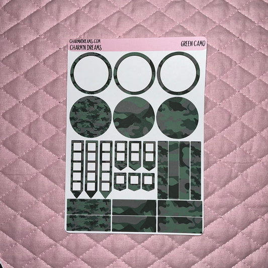 Green Camo Planner Sticker Kit