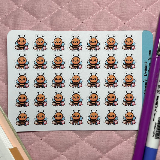 Bee Shopping Bags Icon Planner Stickers