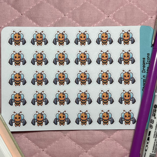 Bee Weight Lifting Icon Planner Stickers
