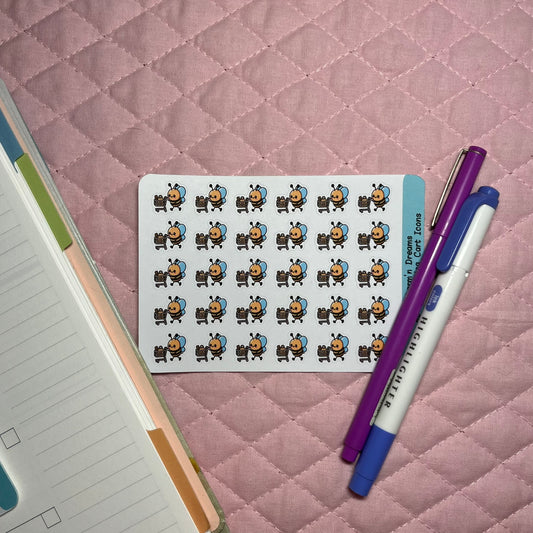 Bee Shopping Cart Icon Planner Stickers