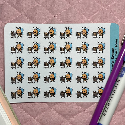 Bee Shopping Cart Icon Planner Stickers