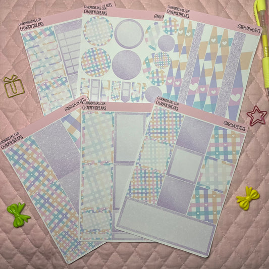 Gingham Hearts Planner Sticker Kit
