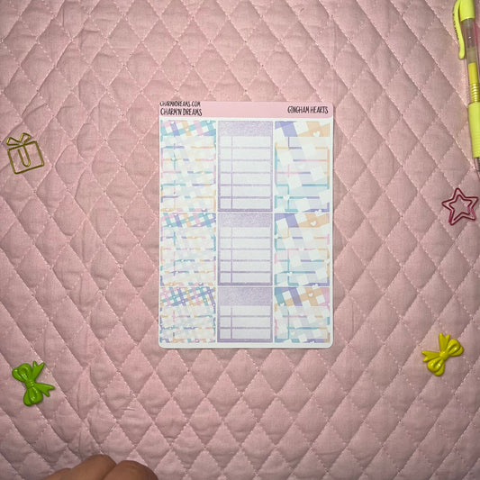 Gingham Hearts Planner Sticker Kit