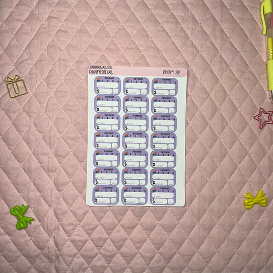 Zip - Pay in 4 Tracker Planner Stickers