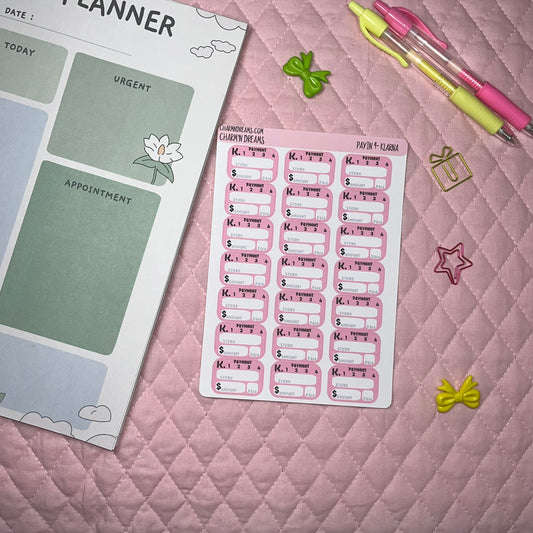 Klarna- Pay in 4 Tracker Planner Stickers