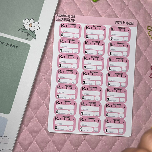 Klarna- Pay in 4 Tracker Planner Stickers