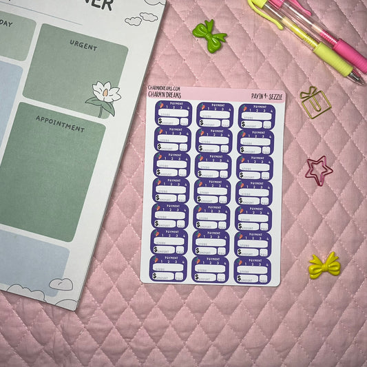 Sezzle- Pay in 4 Tracker Planner Stickers