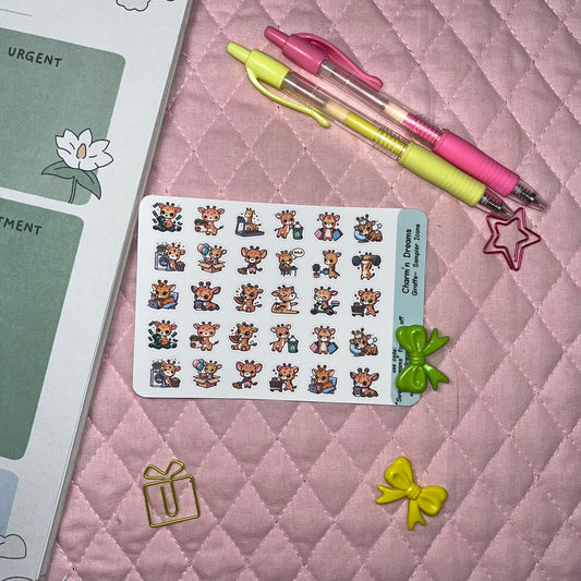 Giraffe Sampler Icon Planner Stickers