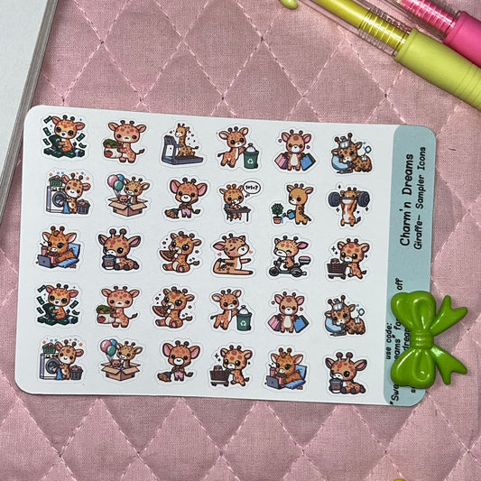 Giraffe Sampler Icon Planner Stickers