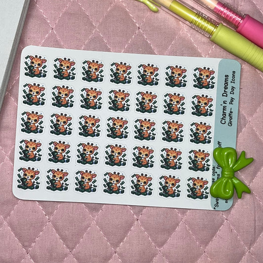 Giraffe Pay Day Finance Icon Planner Stickers