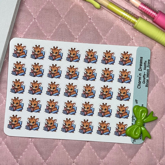 Giraffe Binge Watch Icon Planner Stickers