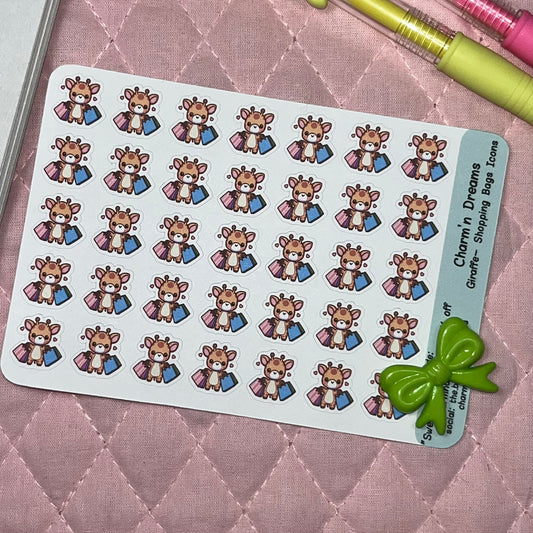 Giraffe Shopping Bags Icon Planner Stickers