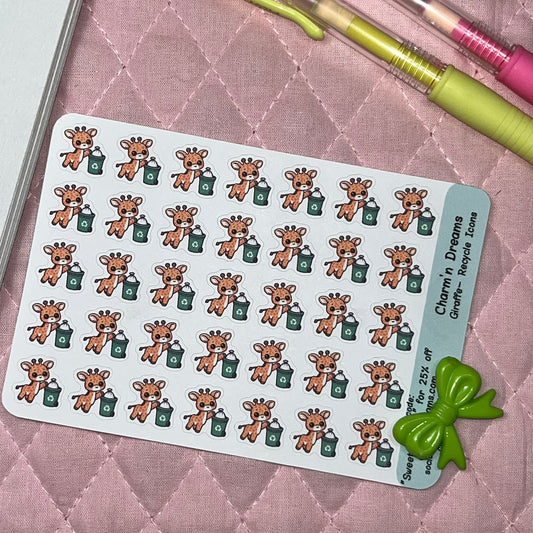 Giraffe Recycle Icon Planner Stickers