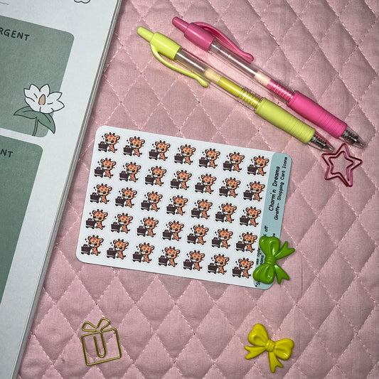 Giraffe Shopping Cart Icon Planner Stickers
