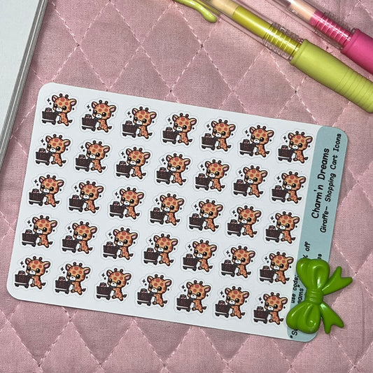 Giraffe Shopping Cart Icon Planner Stickers