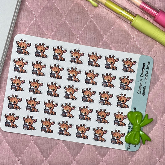 Giraffe Coffee Icon Planner Stickers