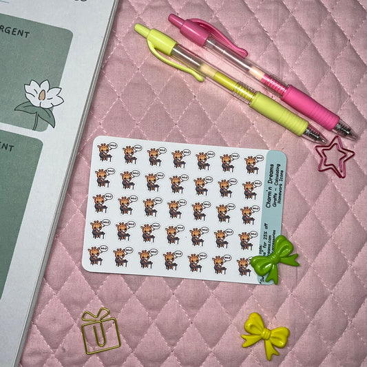 Giraffe Calculate Homework Icon Planner Stickers