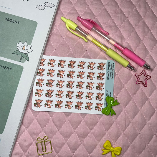 Giraffe Veggies Grocery Bag Icon Planner Stickers