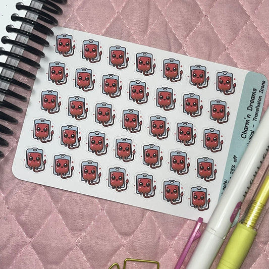 Medical Transfusion Icon Planner Stickers