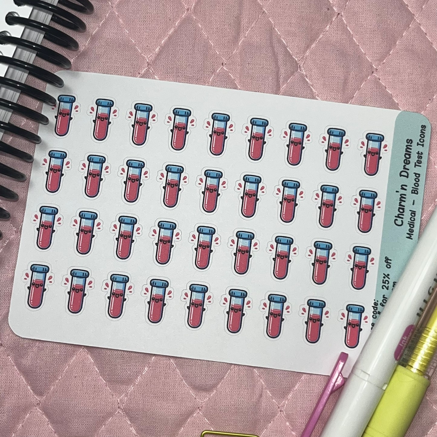 Medical Blood Test Icon Planner Stickers