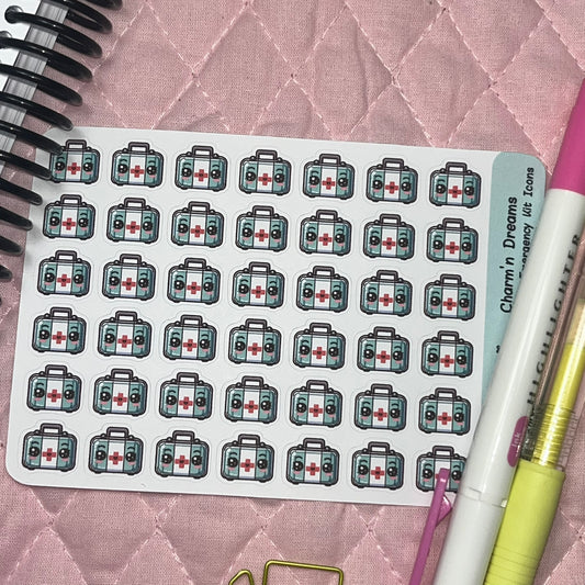 Medical Emergency Kit Icon Planner Stickers