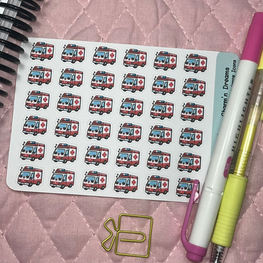 Medical Ambulance Icon Planner Stickers