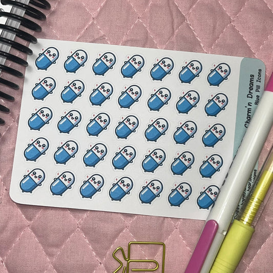 Medical Blue Pill Icon Planner Stickers