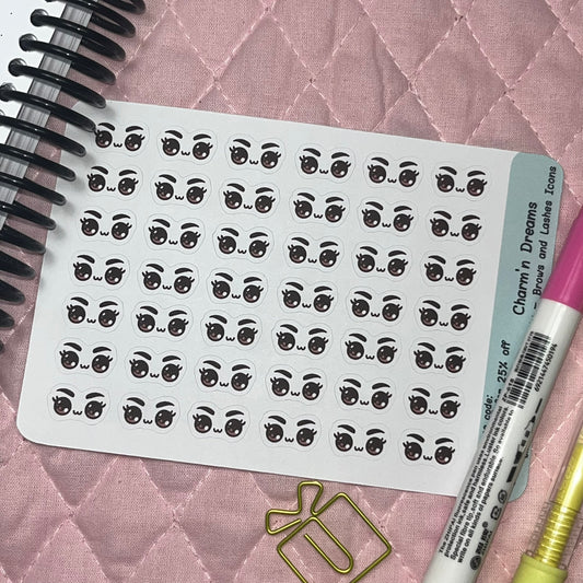 Beauty Brows and Lashes Icon Planner Stickers