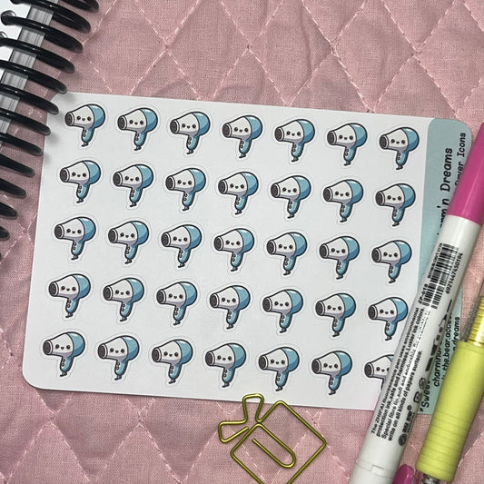 Beauty Blow Dryer/ Hair Dryer Icon Planner Stickers