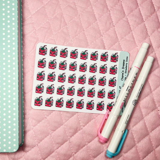 Drinks Strawberry Icon Planner Stickers