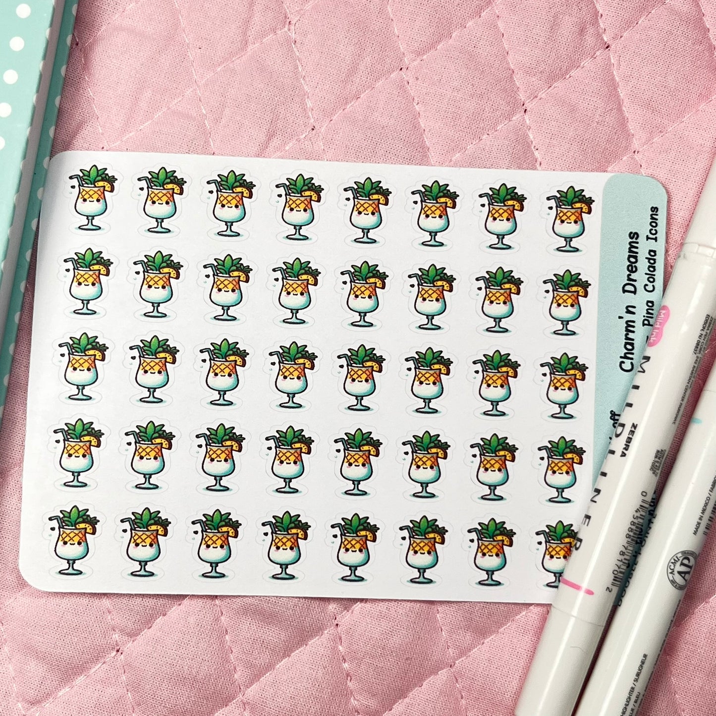 Drinks Pina Colada Icon Planner Stickers