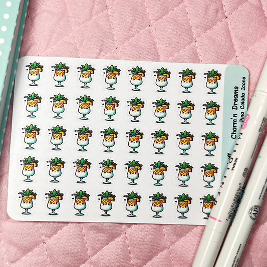 Drinks Pina Colada Icon Planner Stickers