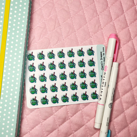 Drinks Green Tea Icon Planner Stickers