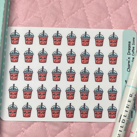 Drinks Iced Coffee Icon Planner Stickers