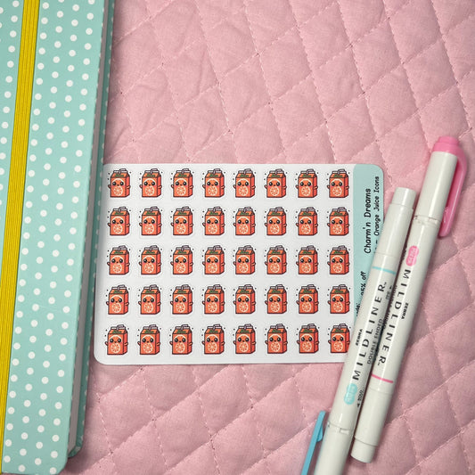 Drinks Orange Juice Icon Planner Stickers