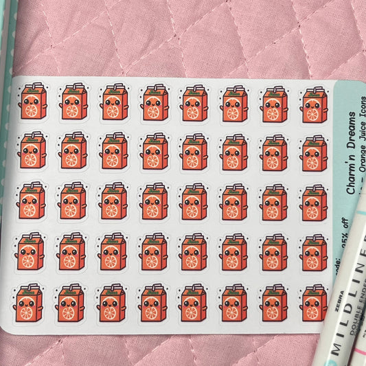 Drinks Orange Juice Icon Planner Stickers