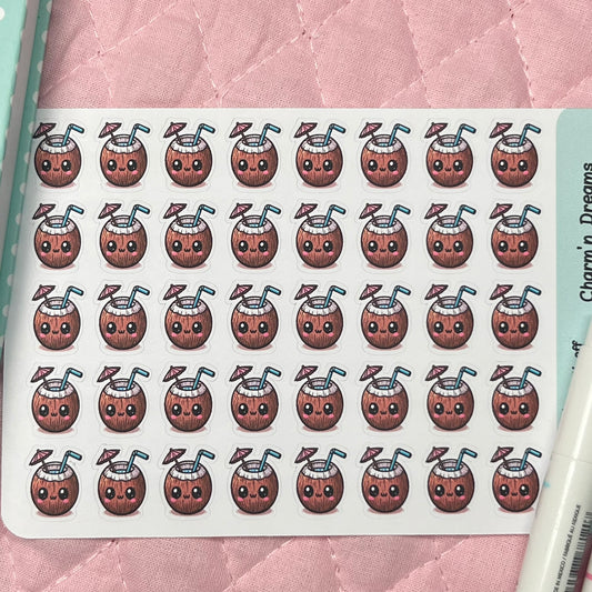 Drinks Coconut Icon Planner Stickers