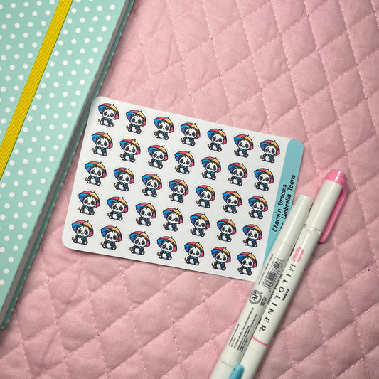 Panda Umbrella Icon Planner Stickers