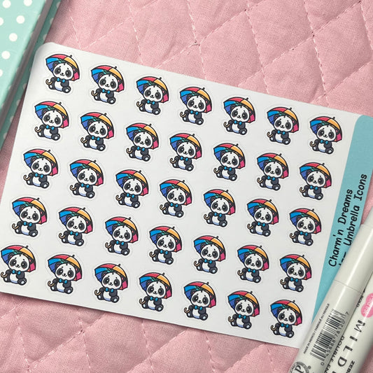 Panda Umbrella Icon Planner Stickers