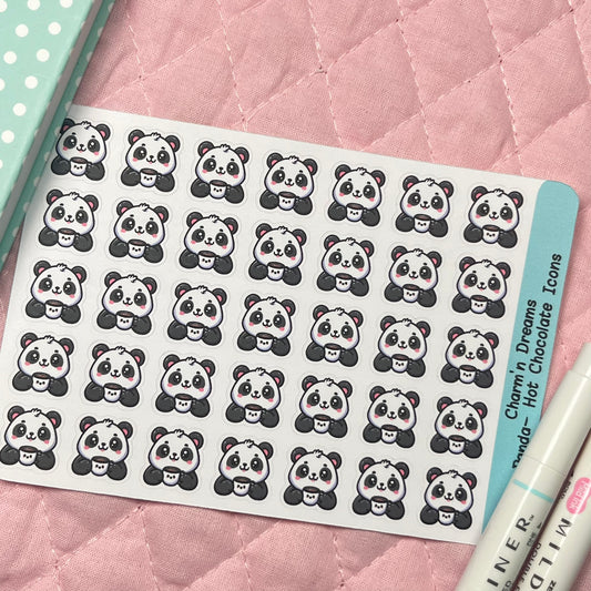 Panda Hot Chocolate Icon Planner Stickers