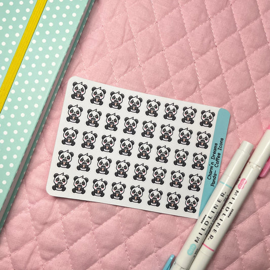 Panda Coffee Icon Planner Stickers