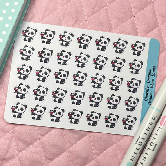 Panda Wine Icon Planner Stickers