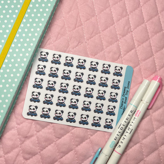 Panda Road Trip Icon Planner Stickers