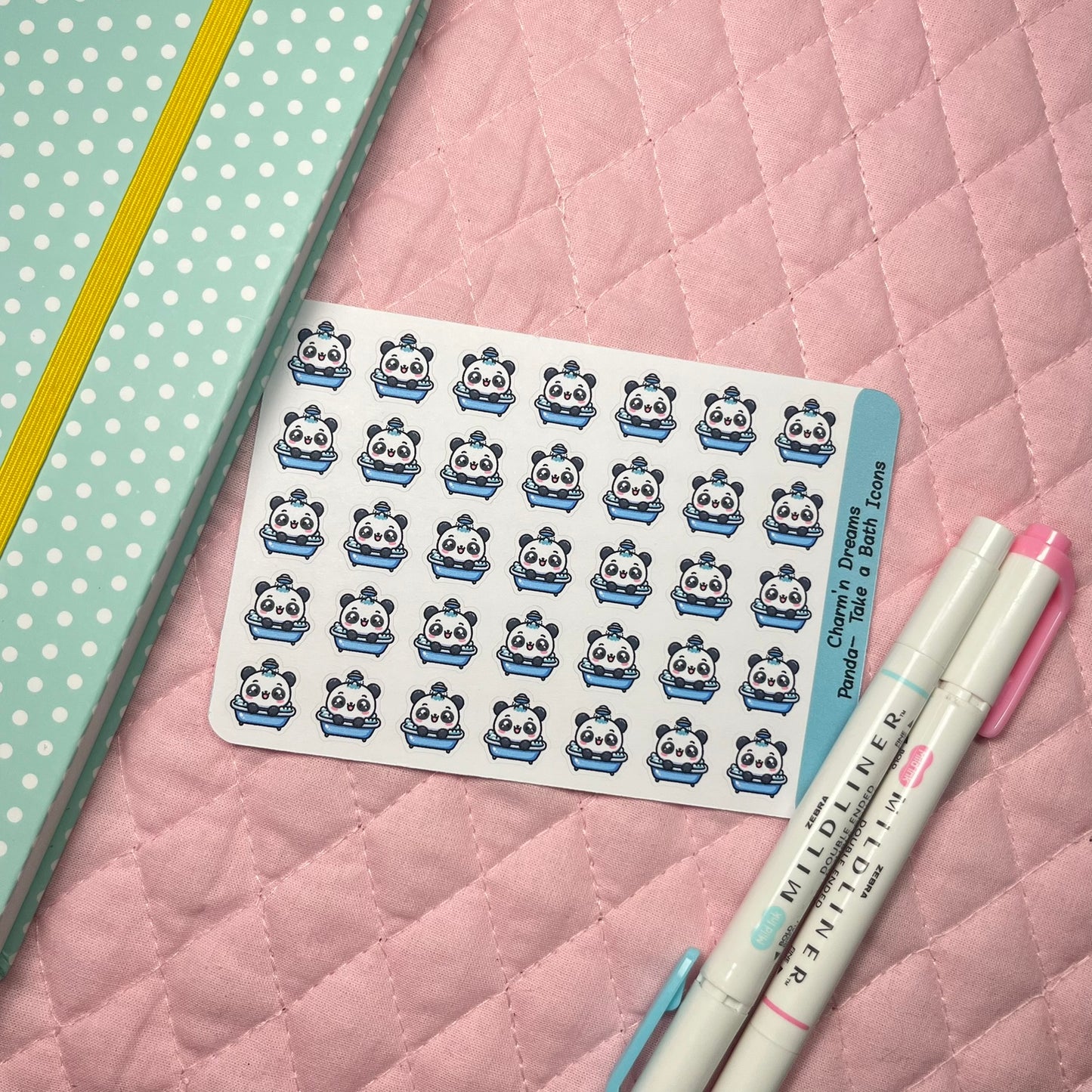 Panda Take a Bath Bath Time Icon Planner Stickers