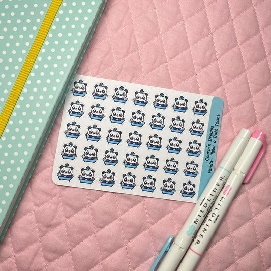 Panda Take a Bath Bath Time Icon Planner Stickers